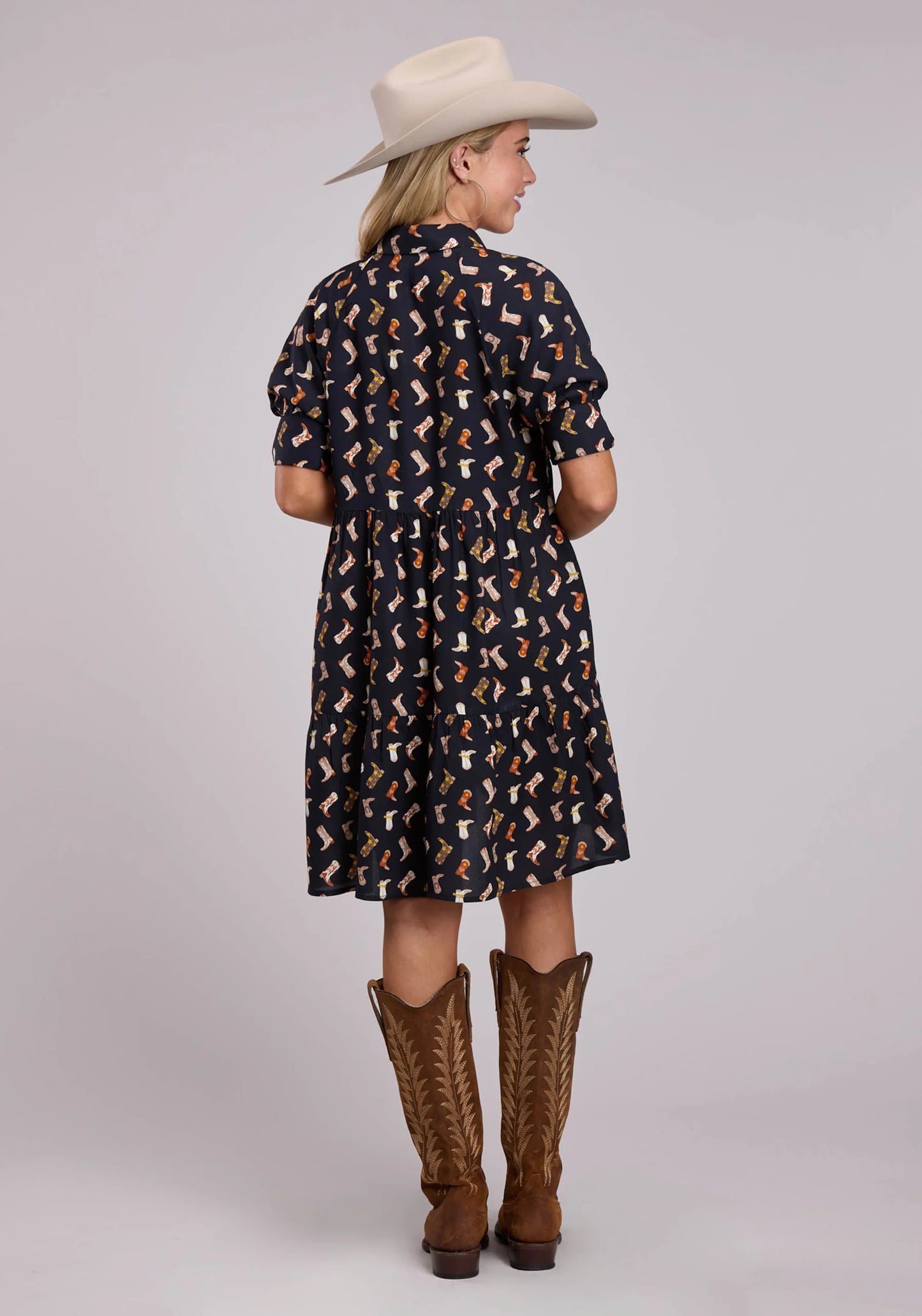 Button Boot Babydoll Dress