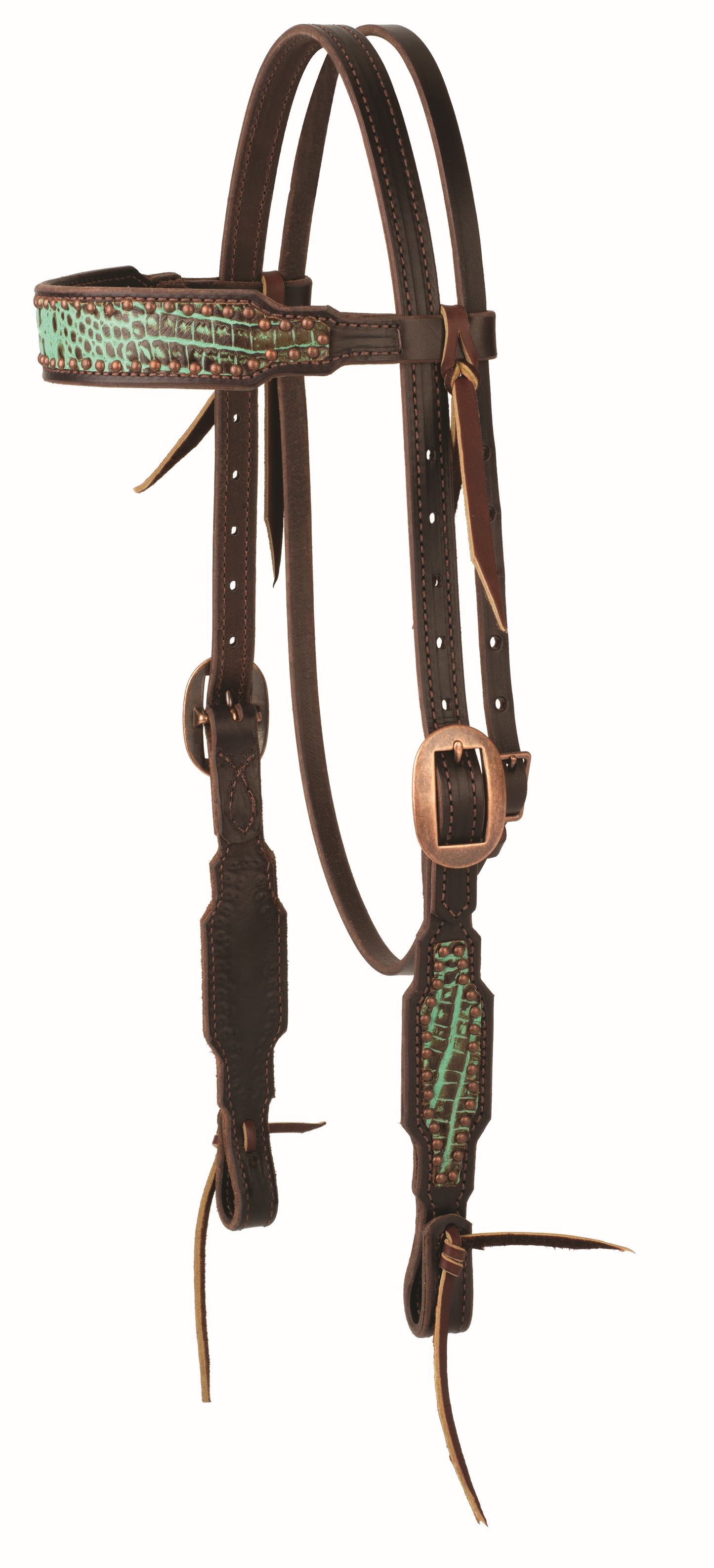 Turquoise Croc Browband Headstall