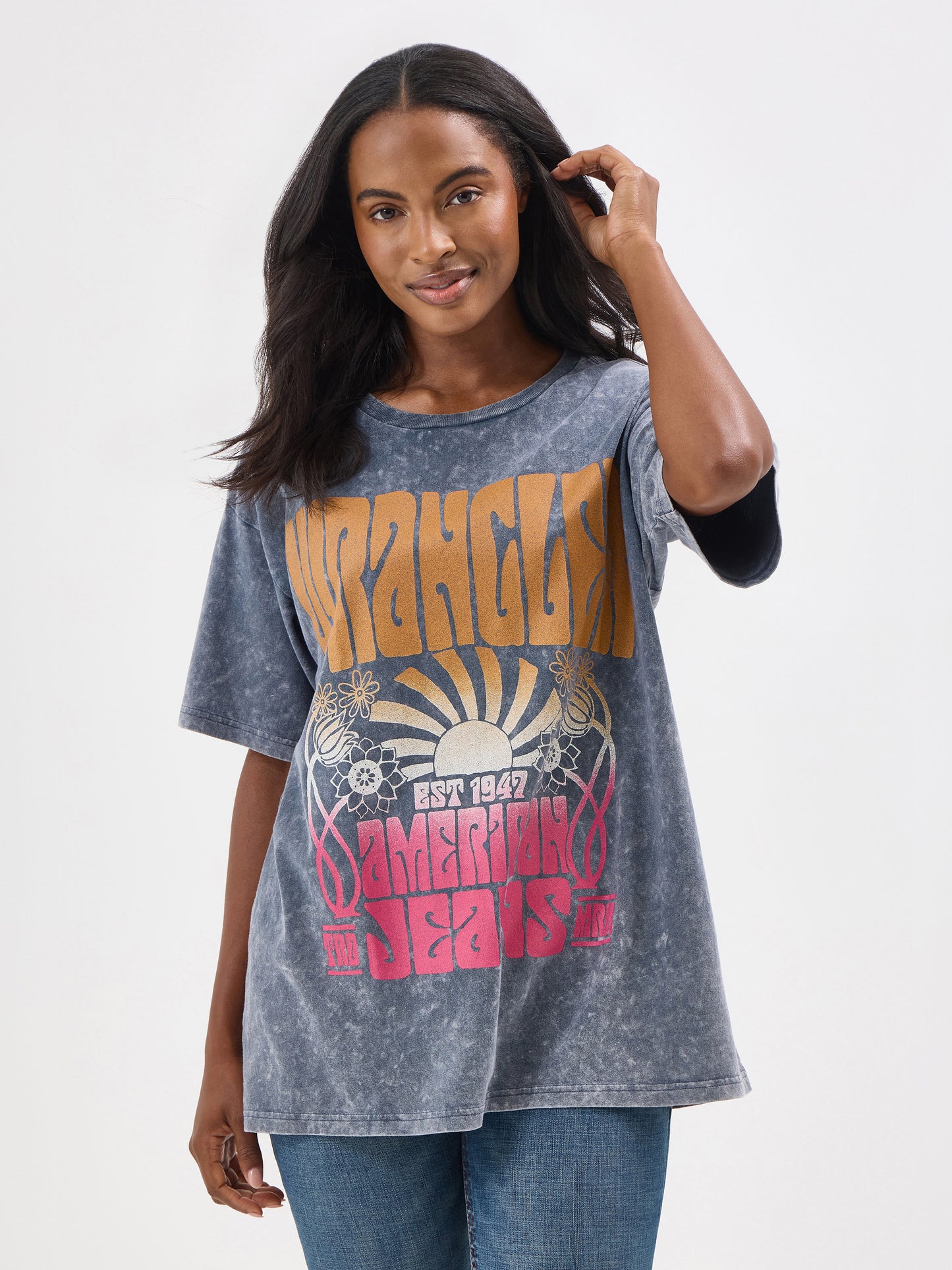 Ladies Oversized Graphic Tee - Odyssey Grey