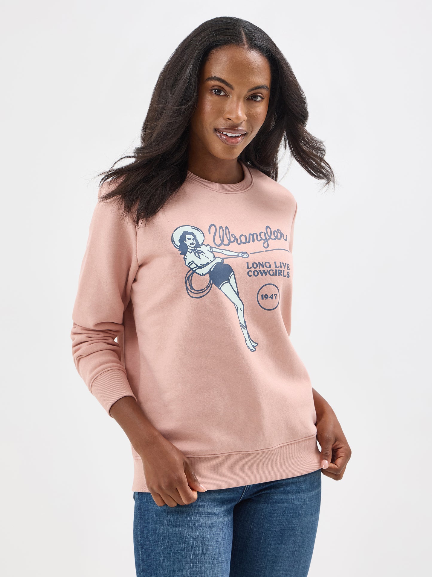 Ladies Crewneck Sweater - Misty Rose