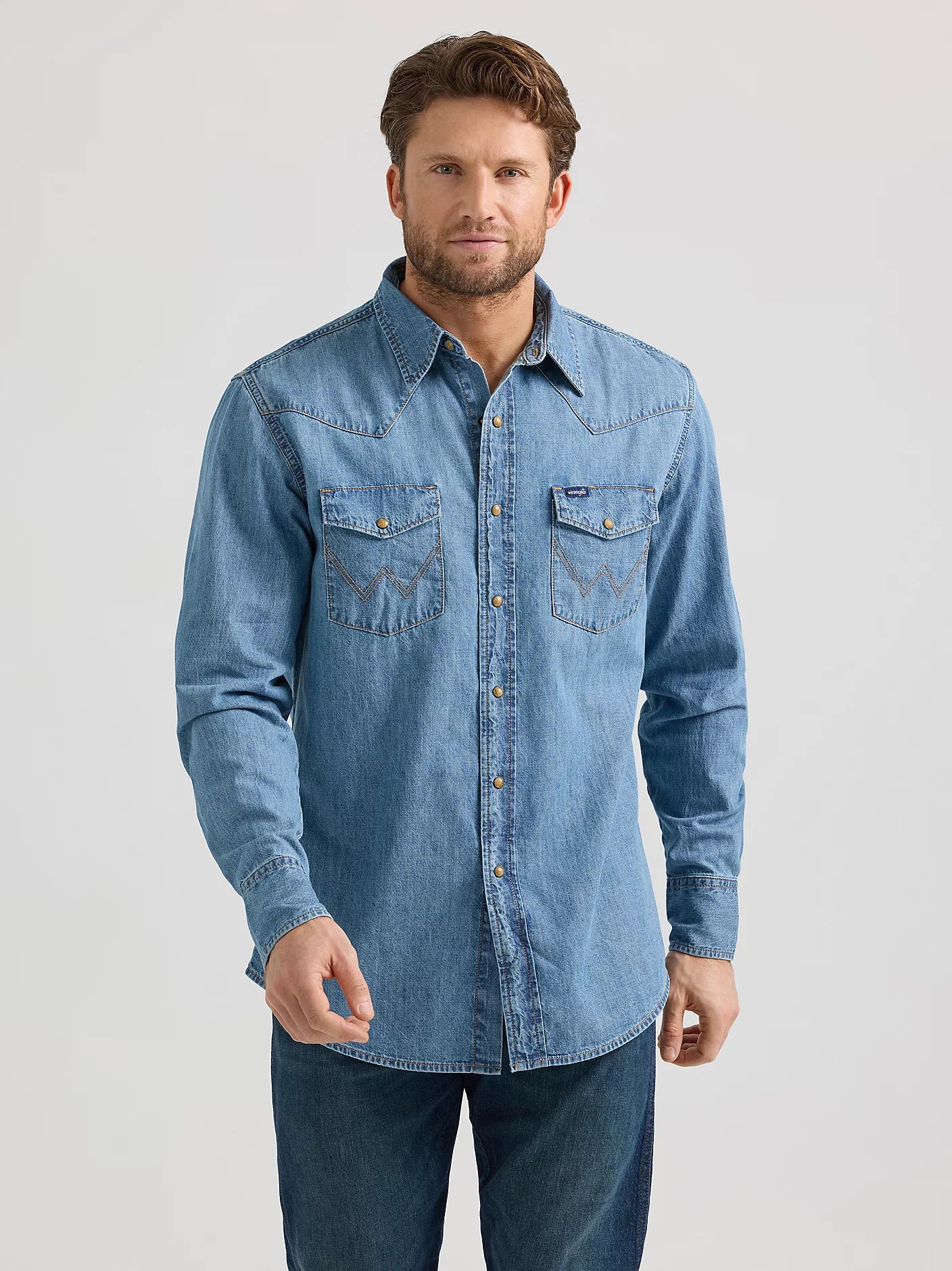 Classic Denim Western Snap Shirt