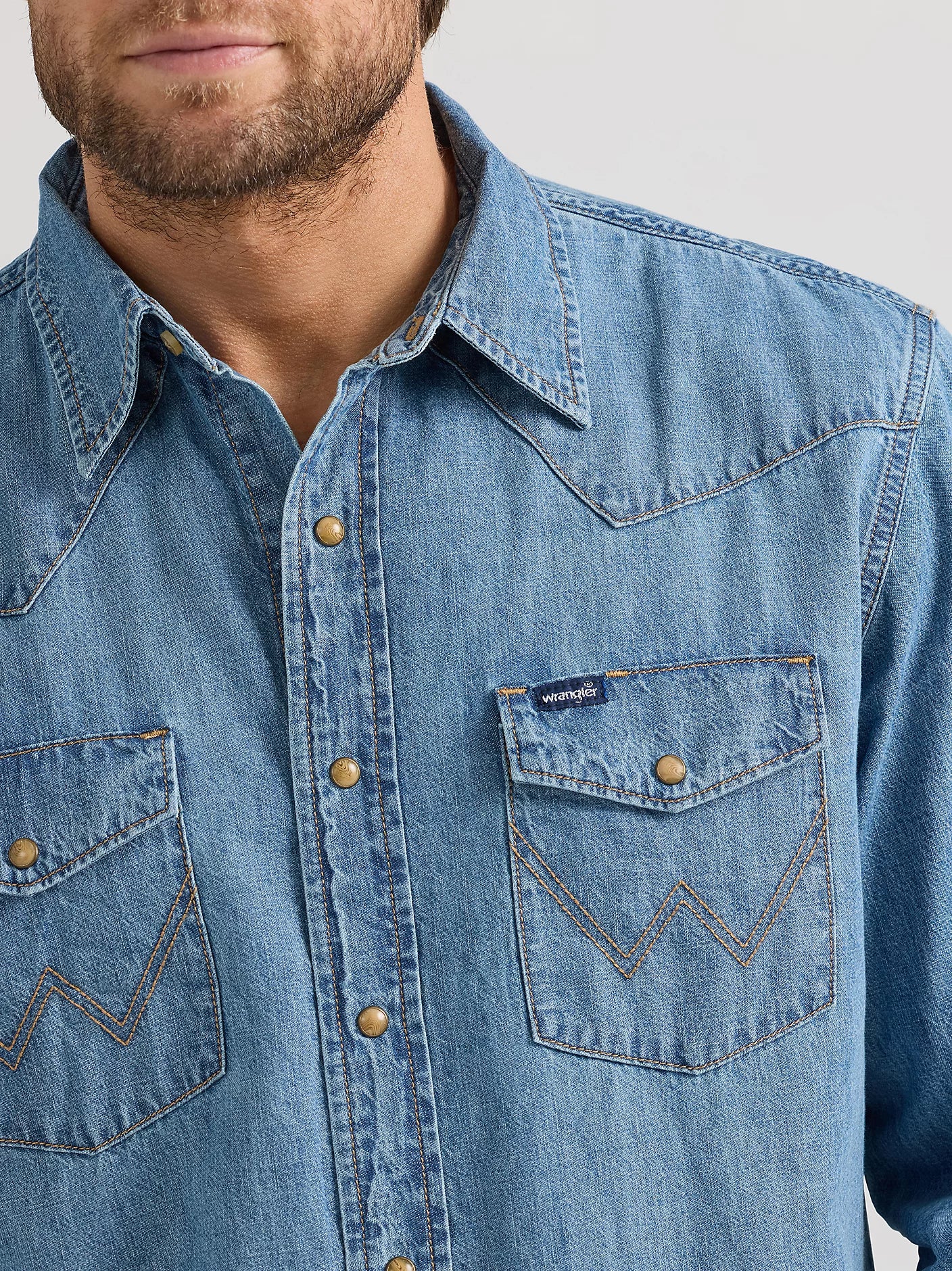 Classic Denim Western Snap Shirt
