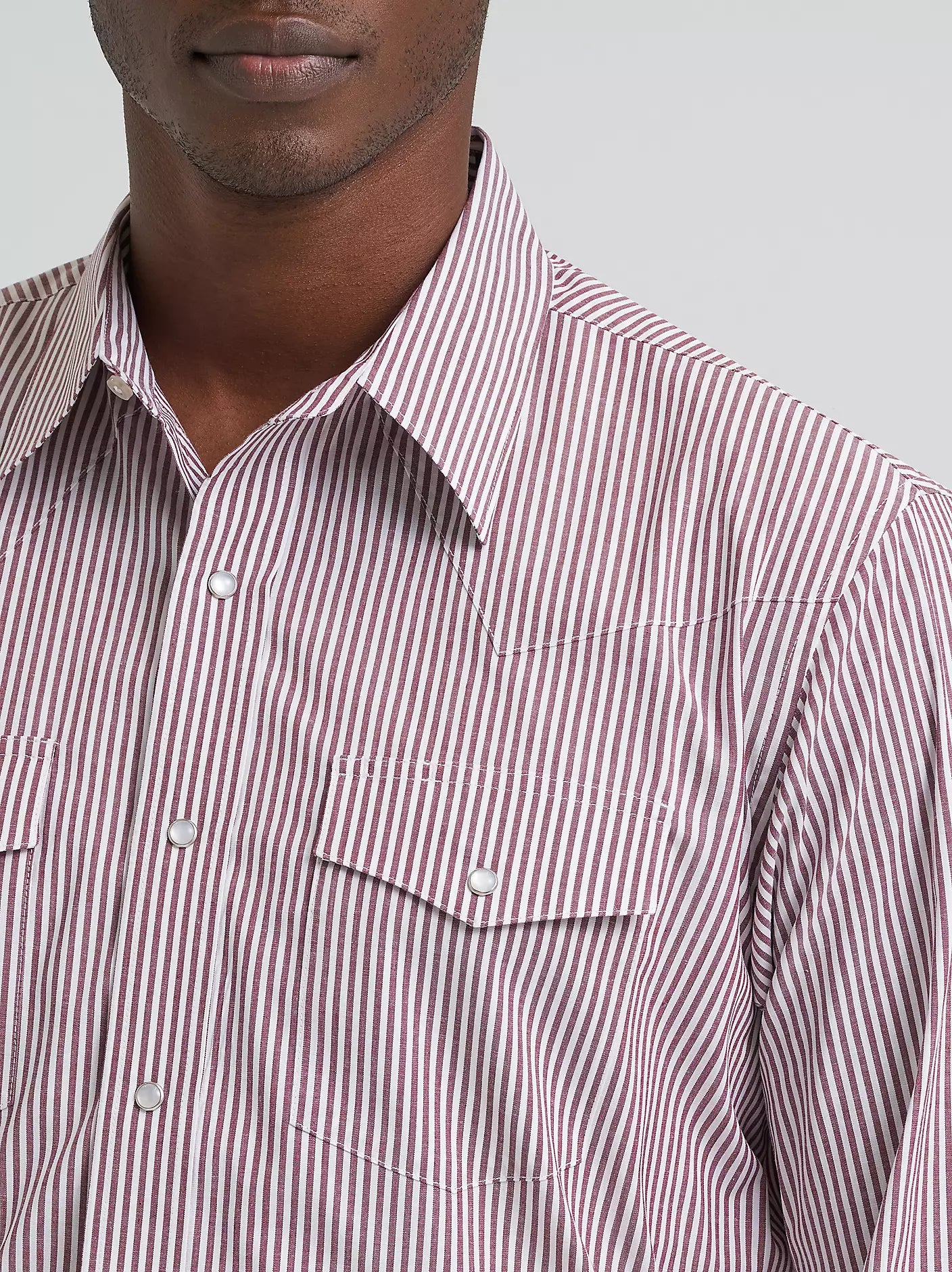 Men's Wrinkle Resist Long Sleeve Western Snap Stripe Shirt
