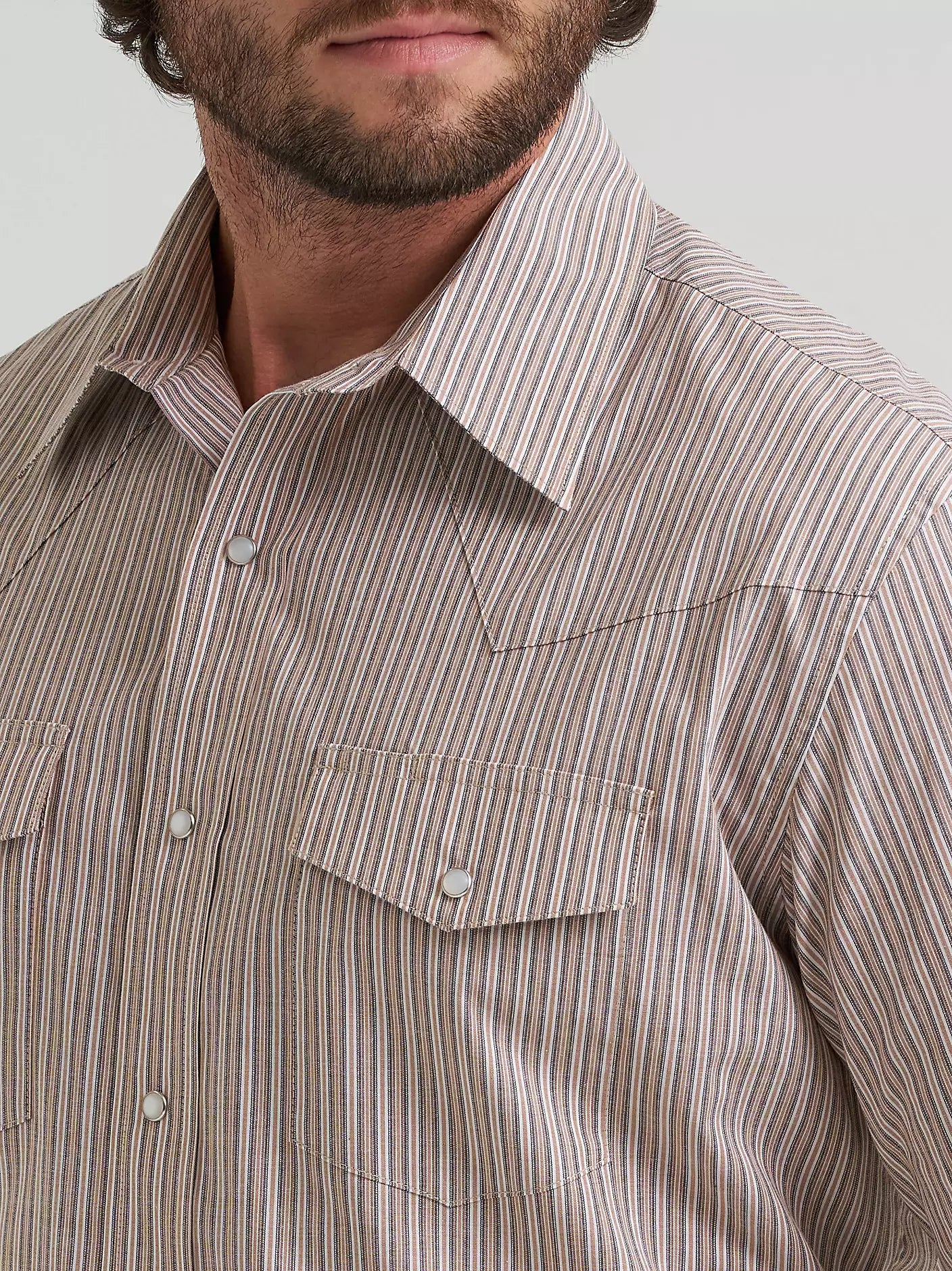 Wrinkle Resist Long Sleeve Western Snap Stripe Shirt