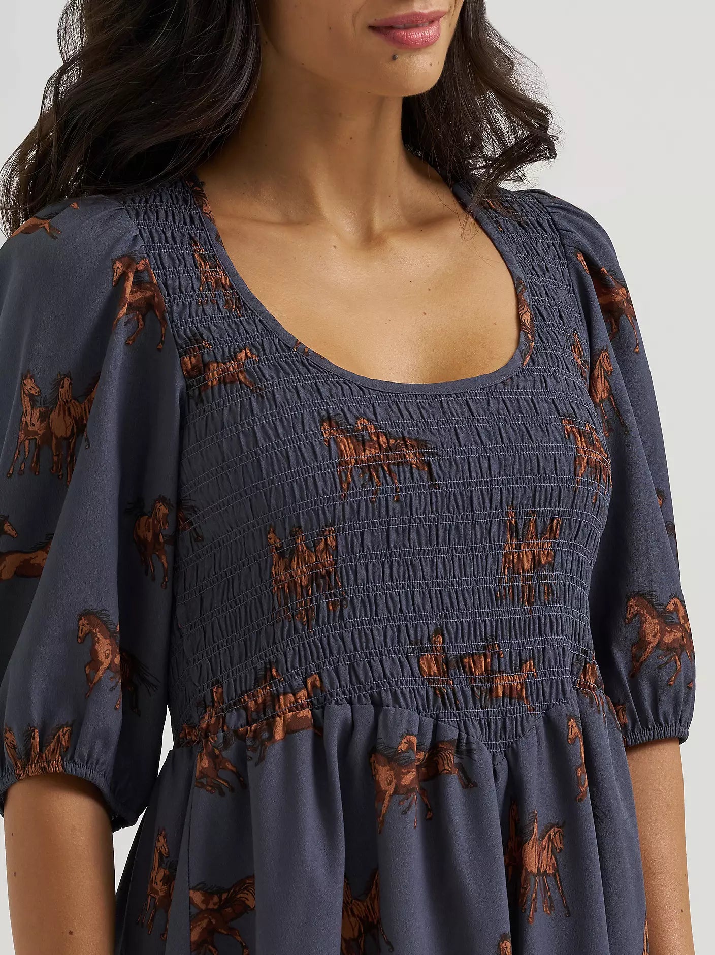 Women's Smocked Puff-Sleeve Babydoll Dress