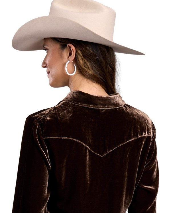 Long Sleeve Velvet Solid Shirt