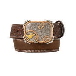 Youth Tooled Leather Belt