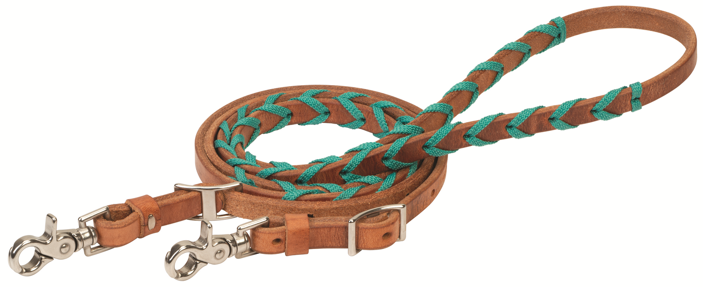Laced Barrel Rein with Polyester Shoe Lacing, 5/8" x 8'