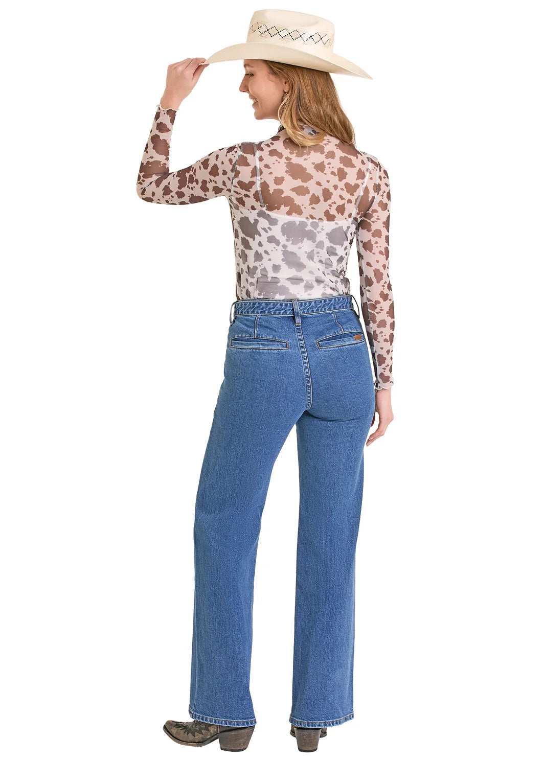 Ladies Cowprint Mockneck