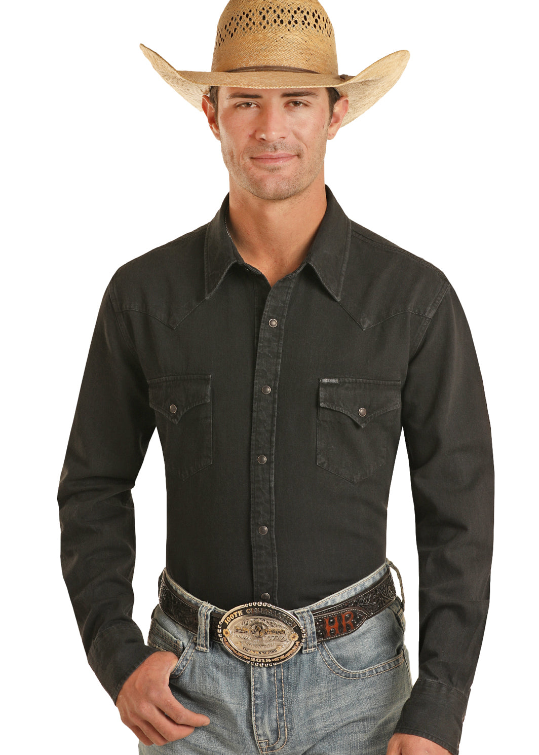 Roper Men s Long Sleeve Western Shirt Black