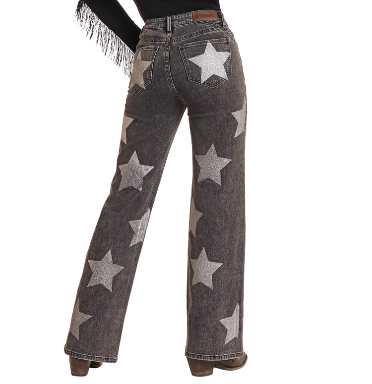 Ladies Relaxed Flare Star Jeans