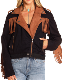 Ladies Fringe Jacket - Black Star