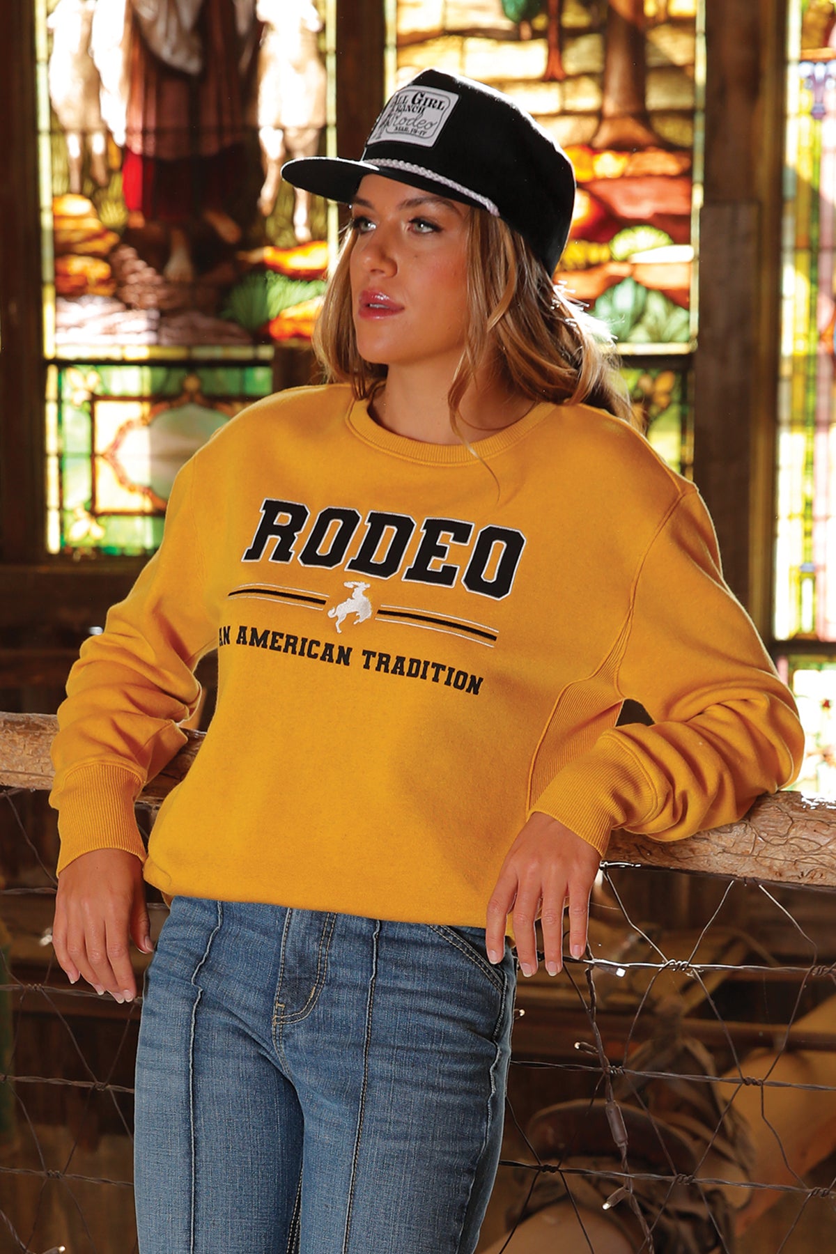 Ladies Crewneck Pullover - Yellow