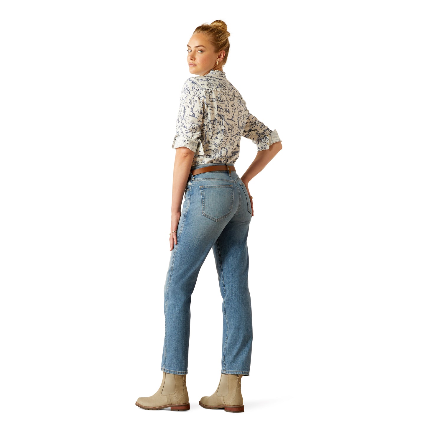 Ladies High Rise Slim Striaght Jean