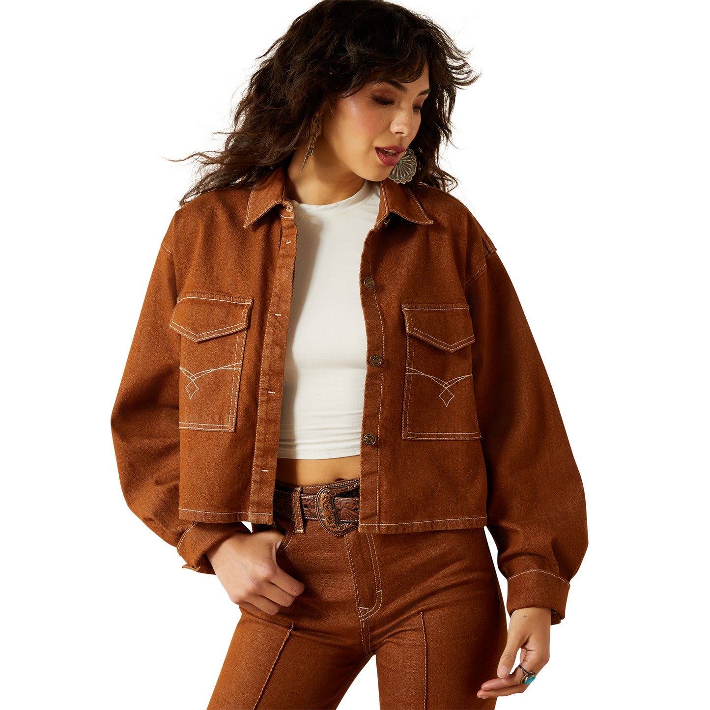 Ladies Cropped Denim Jacket