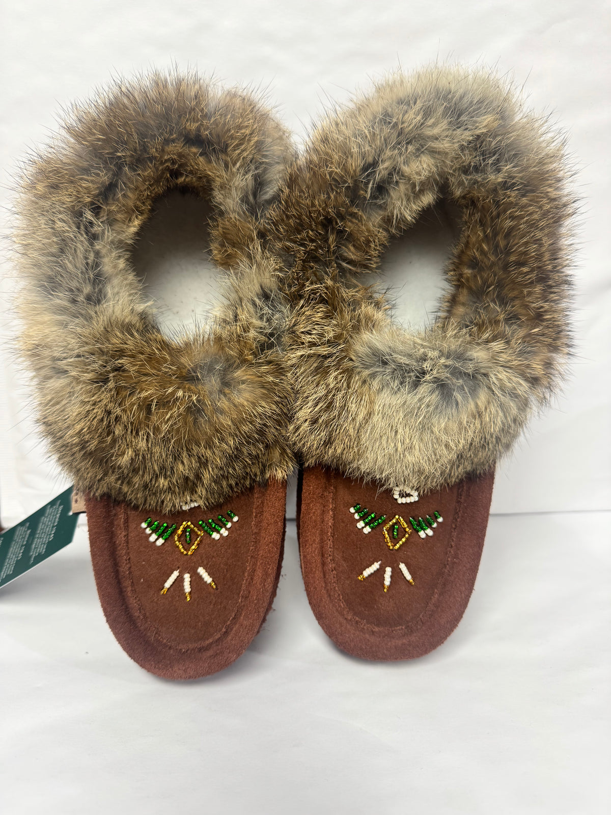 Slippers with Fur Trim - Coffee Suede