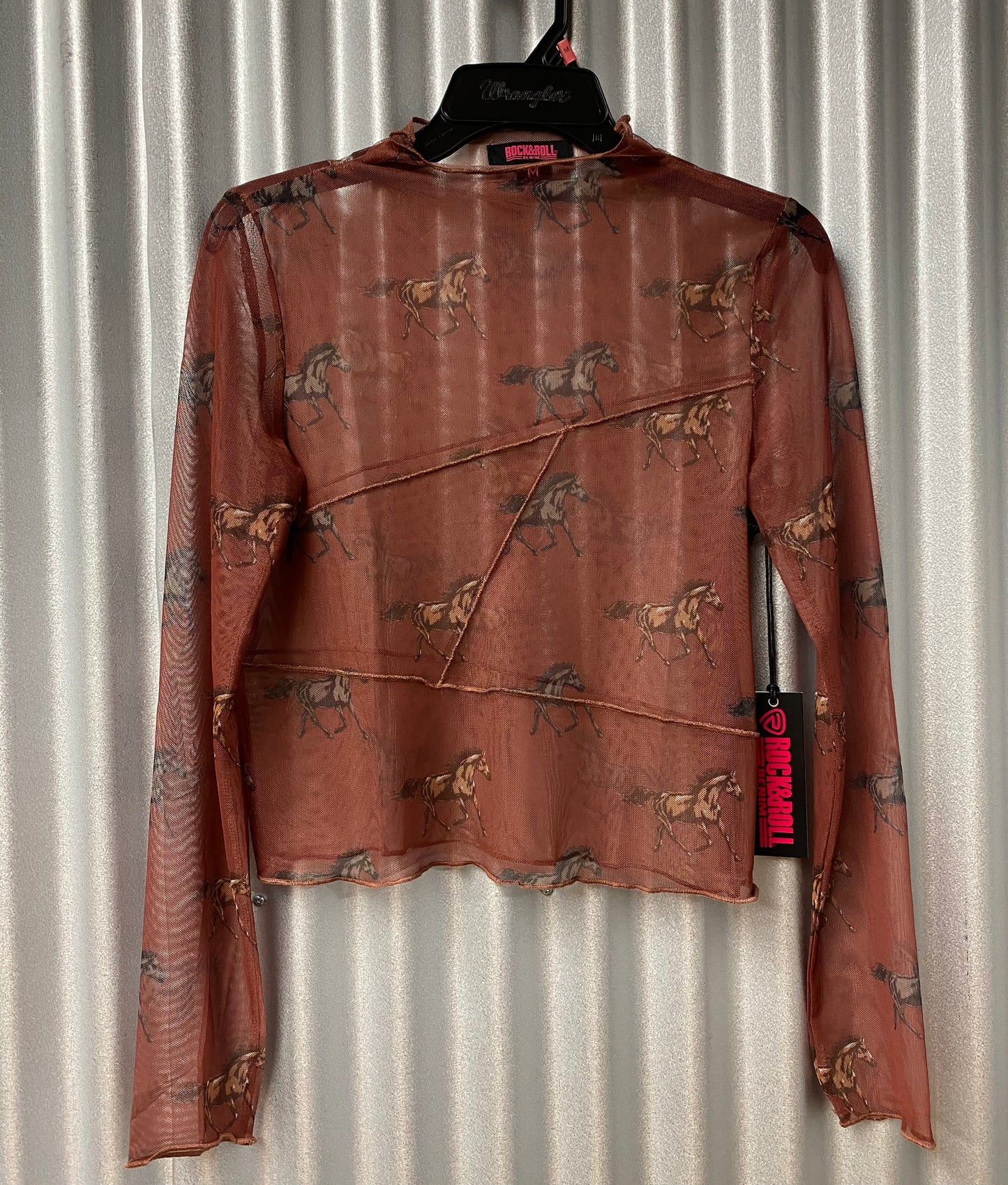 Ladies Horseprint Rust Mockneck