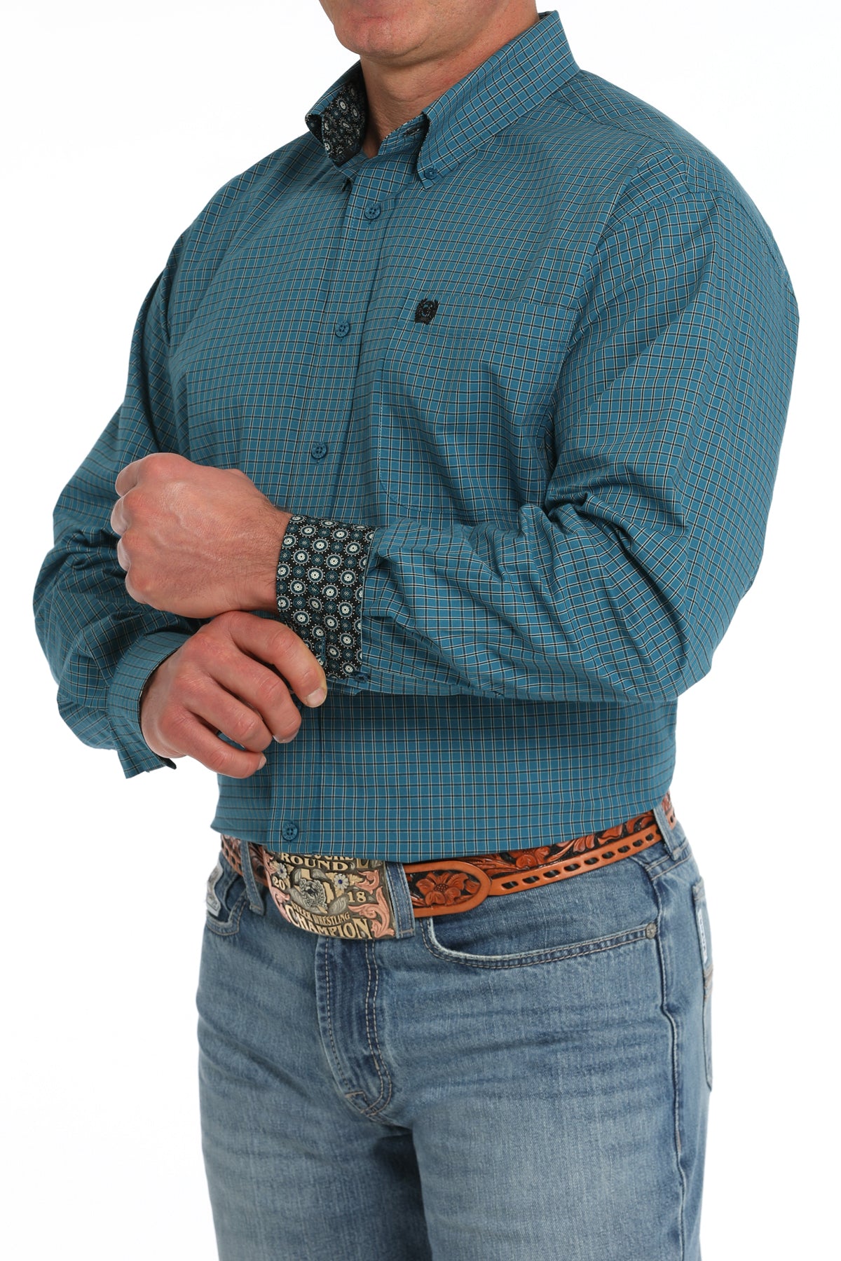 Men's Classic Fit Western Shirt - Teal