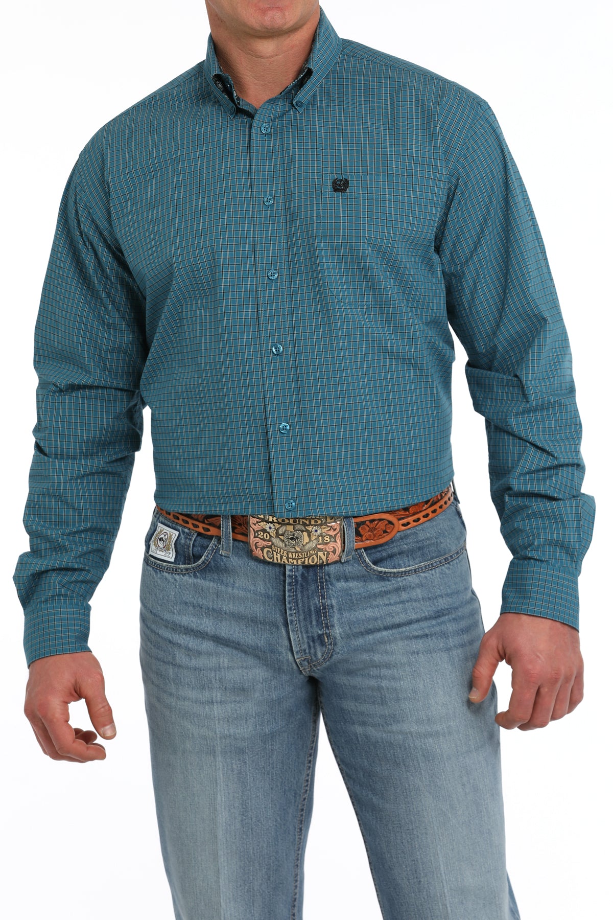 Men's Classic Fit Western Shirt - Teal