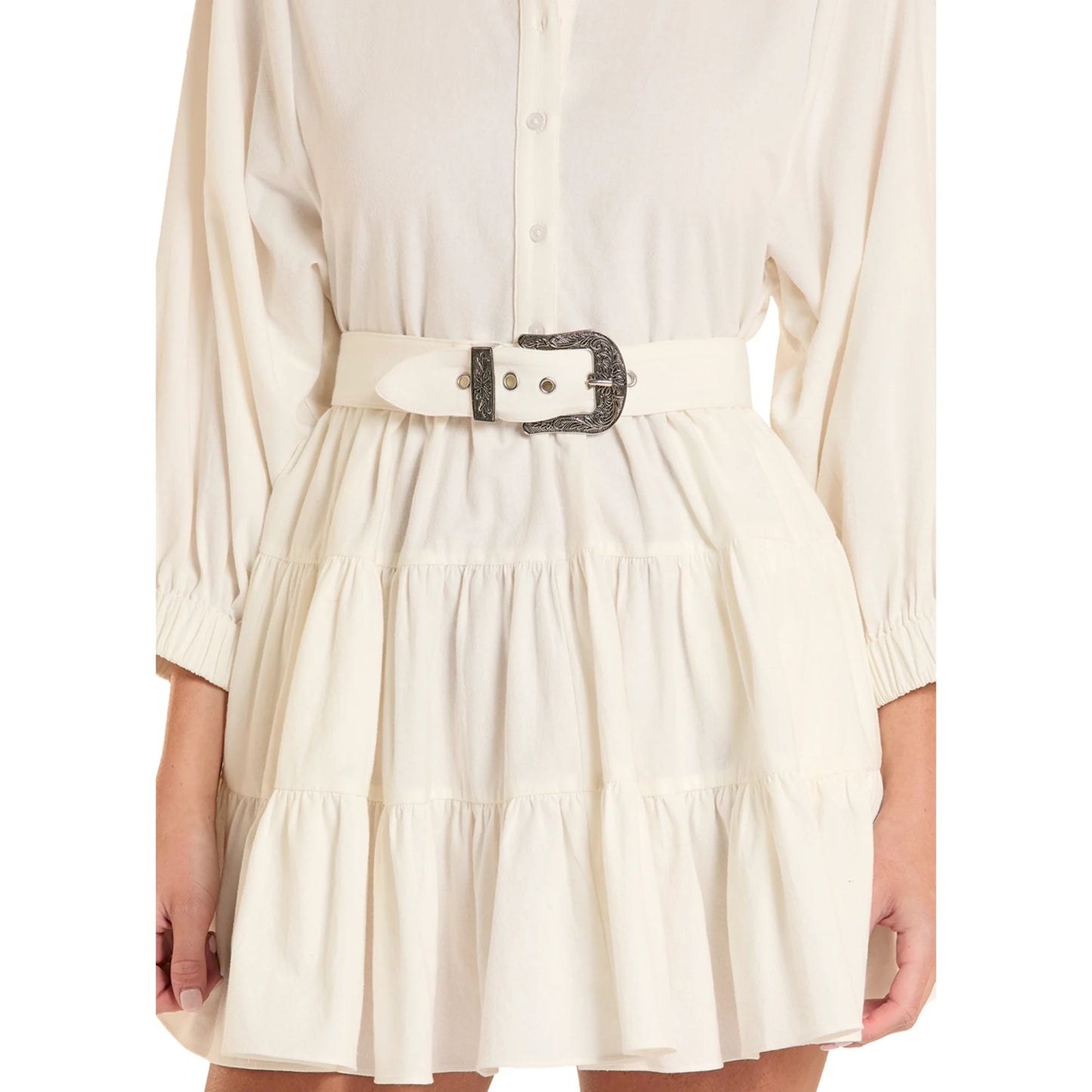 Rock & Roll Denim Ladies Natural Buckled Tiered Dress
