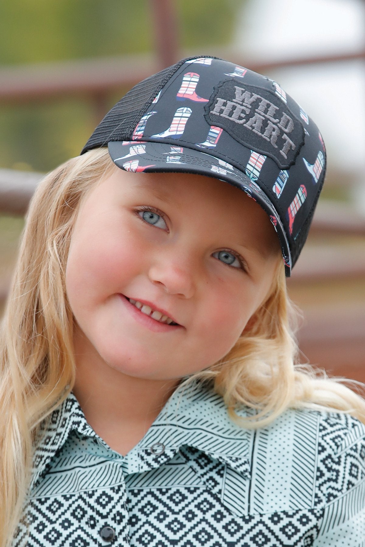 Girls Wild Heart Ball Cap - Black