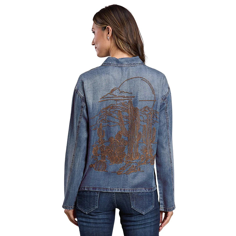 Desert Embroidery Chambray Blouse