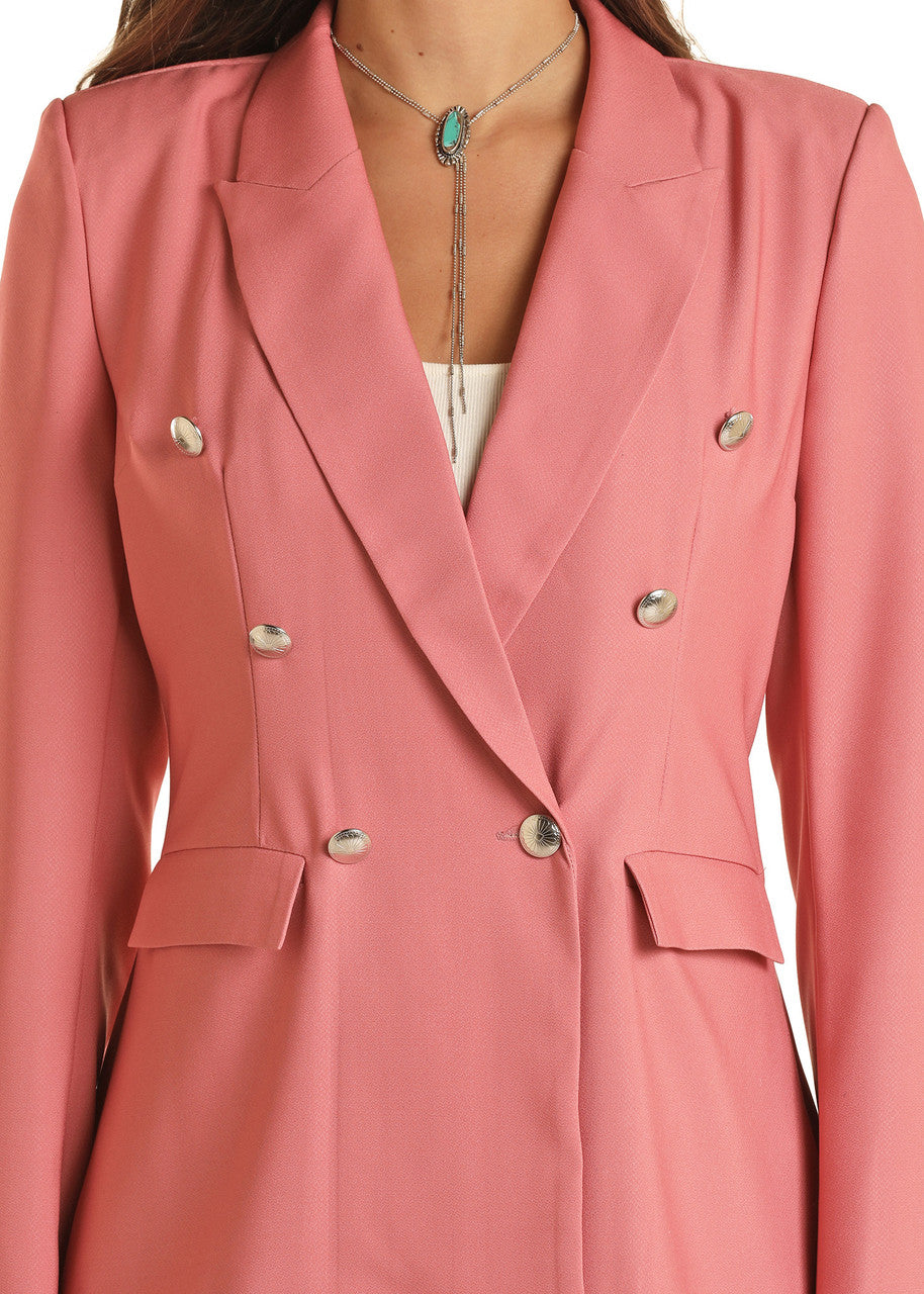 Ladies Solid Pink Blazer