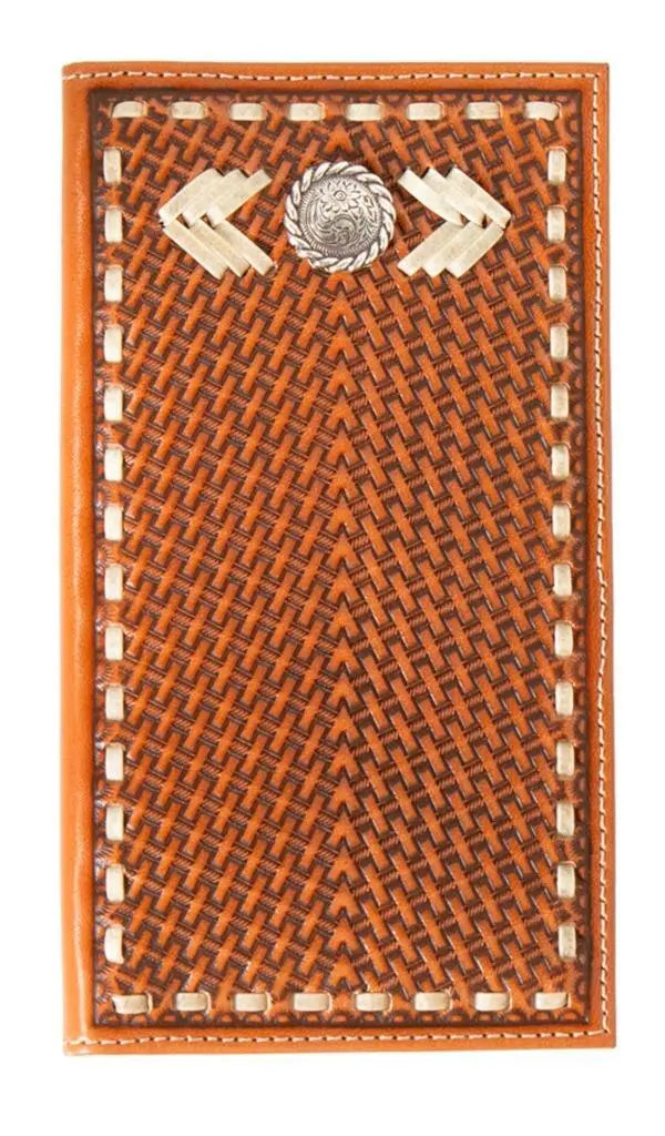 Western Leather Weave Concho Wallet