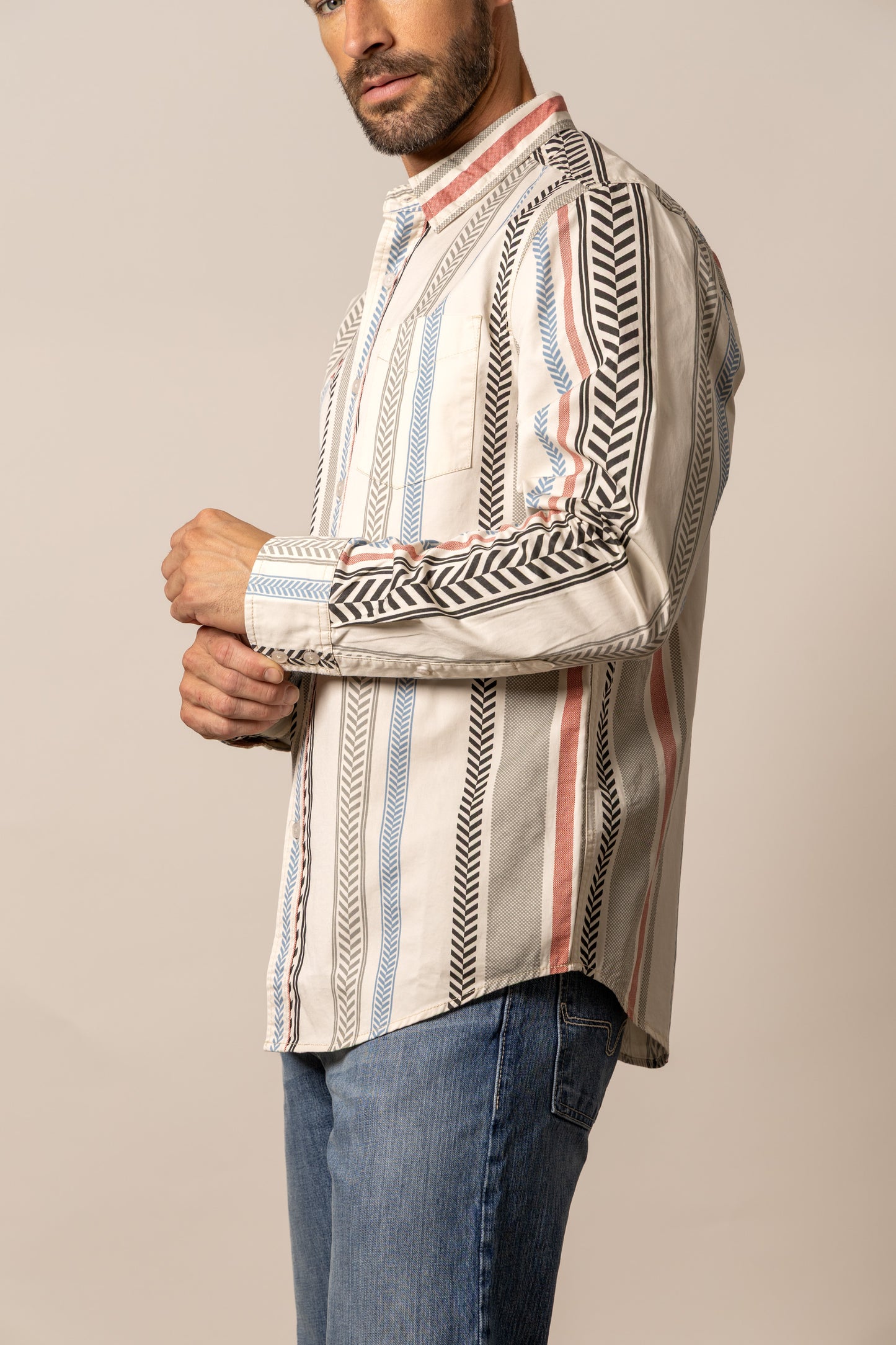 Mens Double Tap Stripe Western Shirt