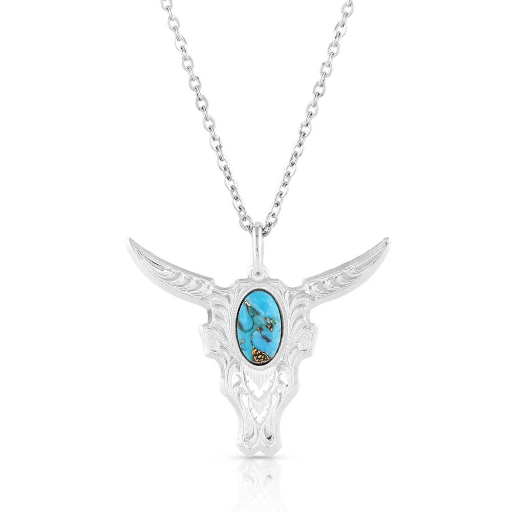 Chiseled Steer head Turquoise Necklace