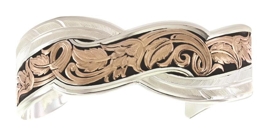 Two Tone Sweeping Leather Cuff Bracelet