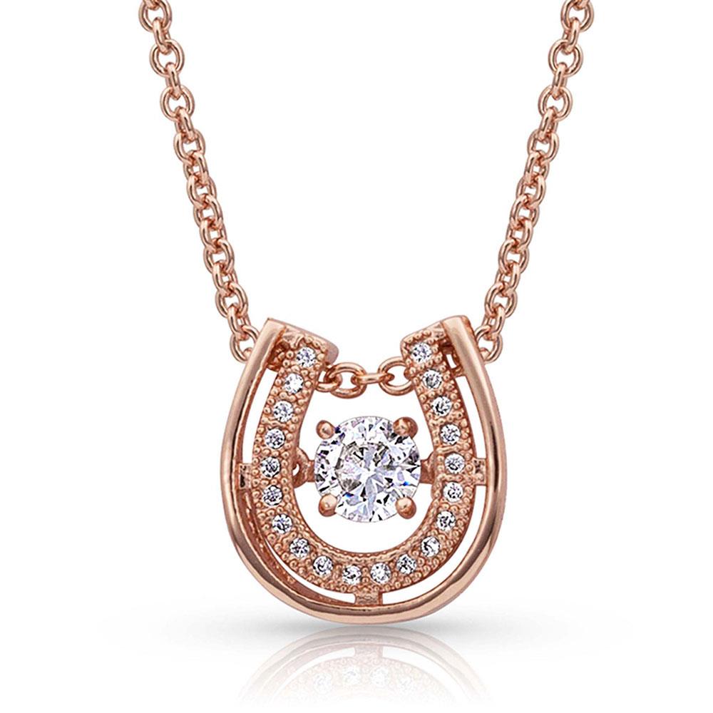 Dancing With Luck Rose Gold Horseshoe Necklace