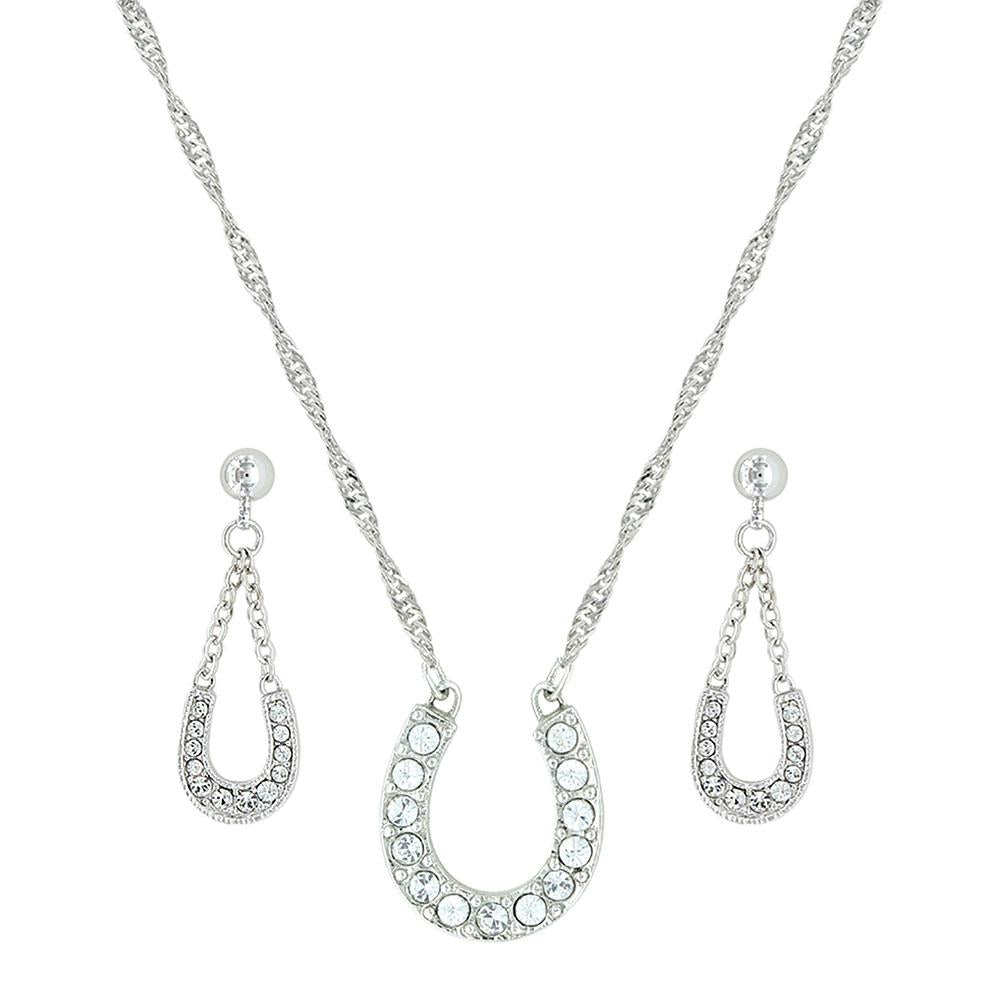 Crystal Clear Lucky Horseshoe Jewellery Set