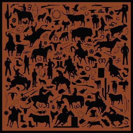 Cowboy Silhouette Jacquard Silk Sarf - Rust