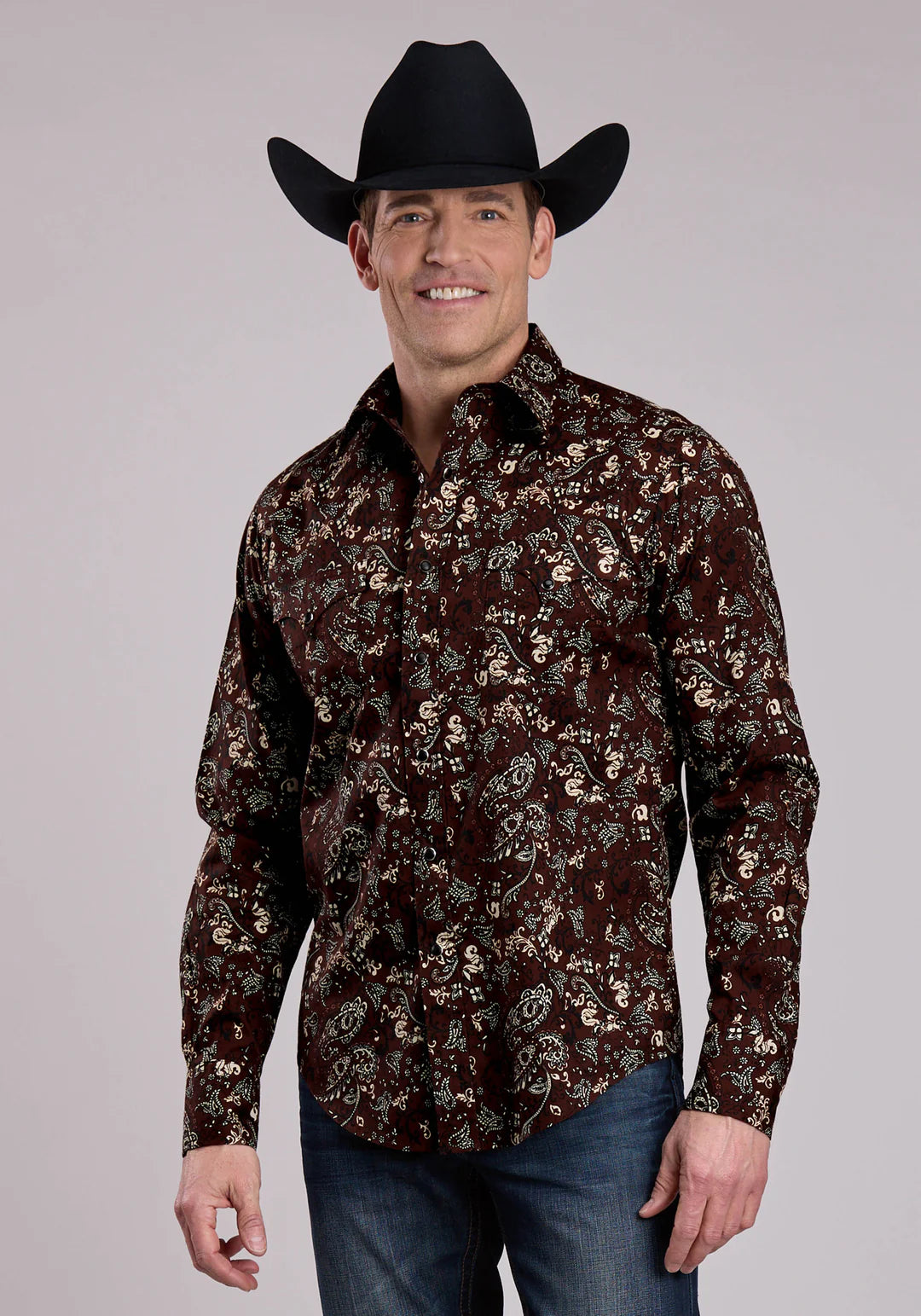 Mens Snap Brilliant Paisley Print Western Shirt