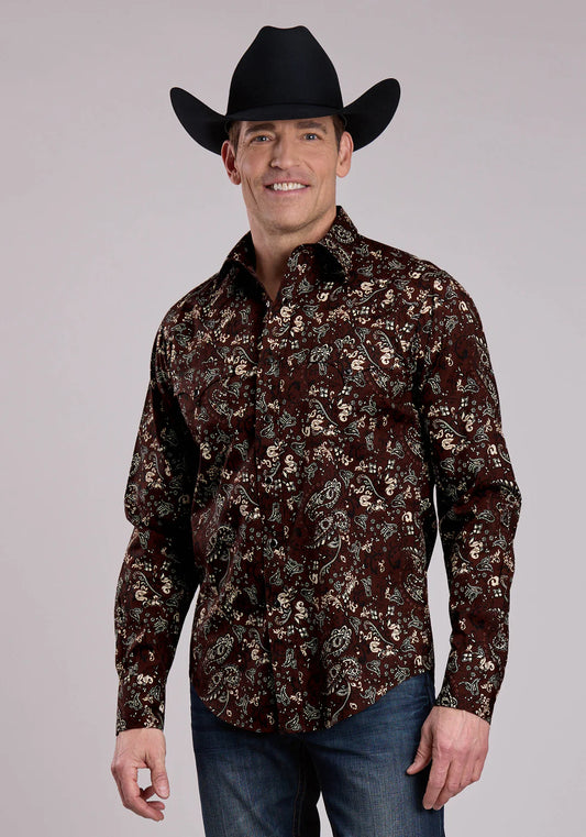 Mens Snap Brilliant Paisley Print Western Shirt
