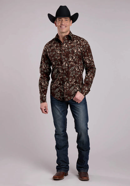 Mens Snap Brilliant Paisley Print Western Shirt