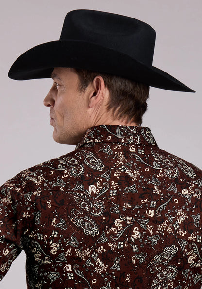 Mens Snap Brilliant Paisley Print Western Shirt