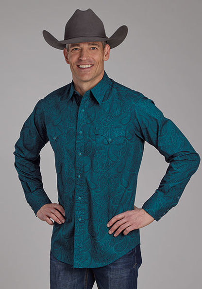 ROPER MENS WESTERN SHIRT BLUE