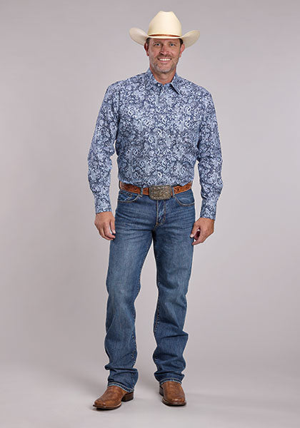Mens Blue Western Shirt