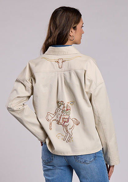 Ladies Khaki Twill Shacket