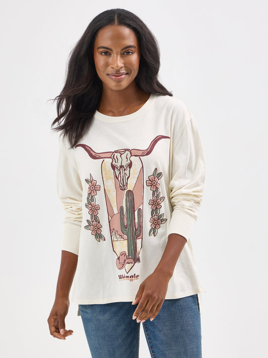 Ladies Oversized Longlseeve Tee - White