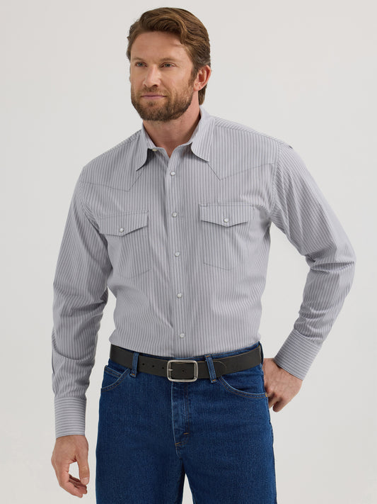 Men's Classic Fit Wrinkle Resist Western Shirt - Grey