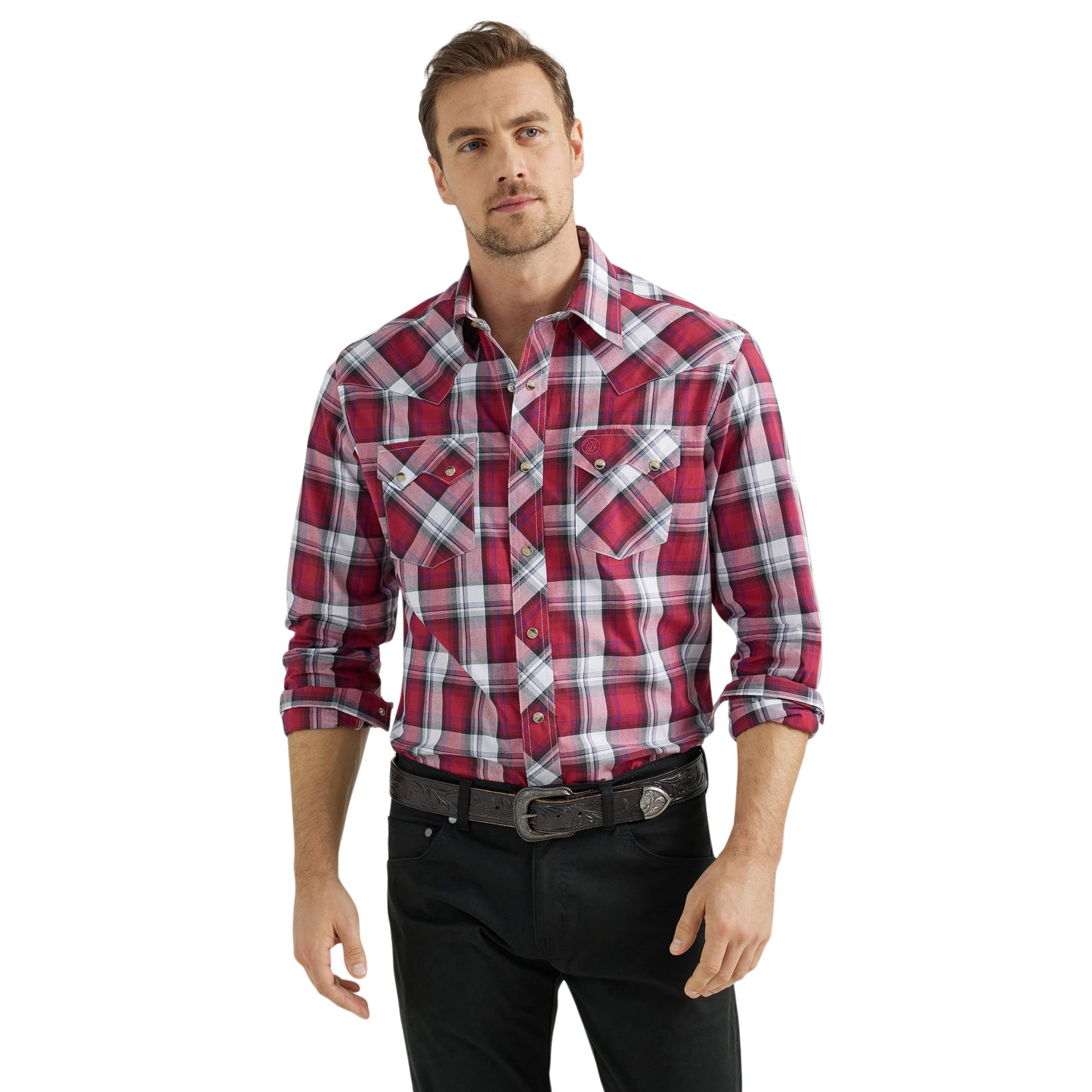 Men's Modern Fit Western Shirt - Burgundy