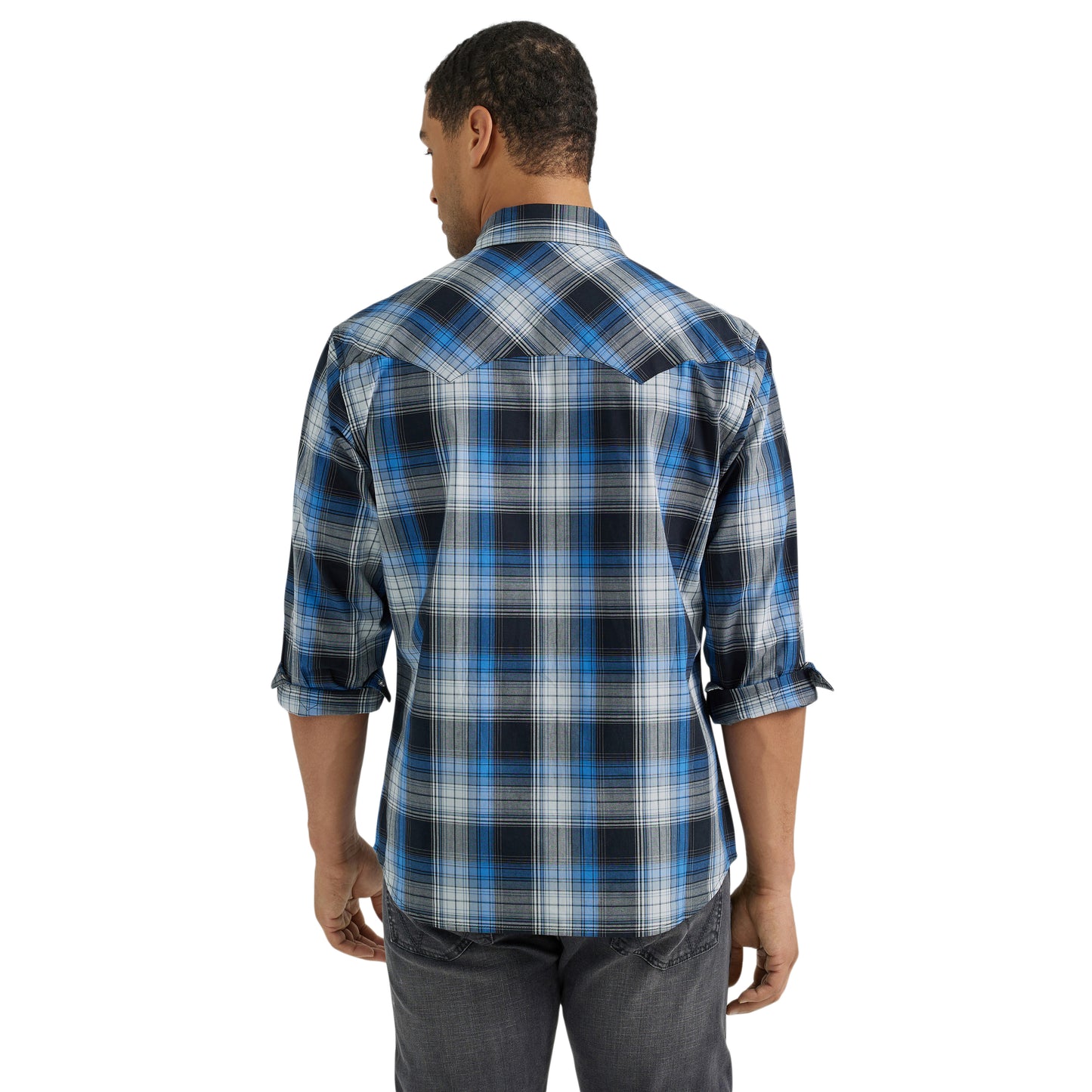 Men's Modern Fit Western Shirt - Black/Blue