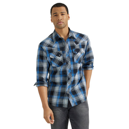 Men's Modern Fit Western Shirt - Black/Blue