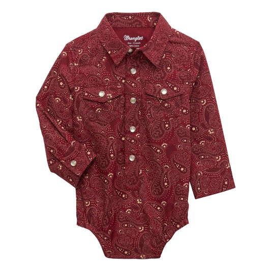 Baby Boys Western Shirt Onesie - Red