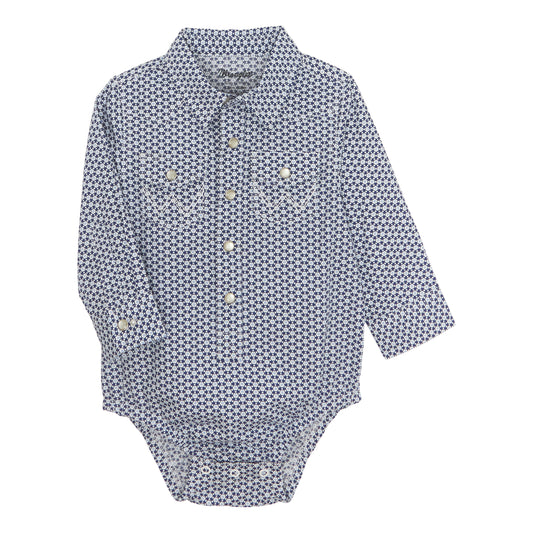 Baby Boys Western Shirt Onesie- Blue