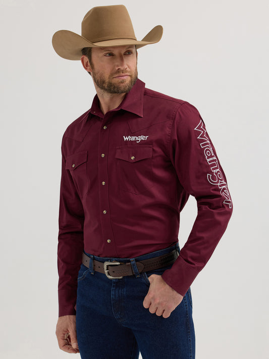 Mens Logo Western Shirt- Wine