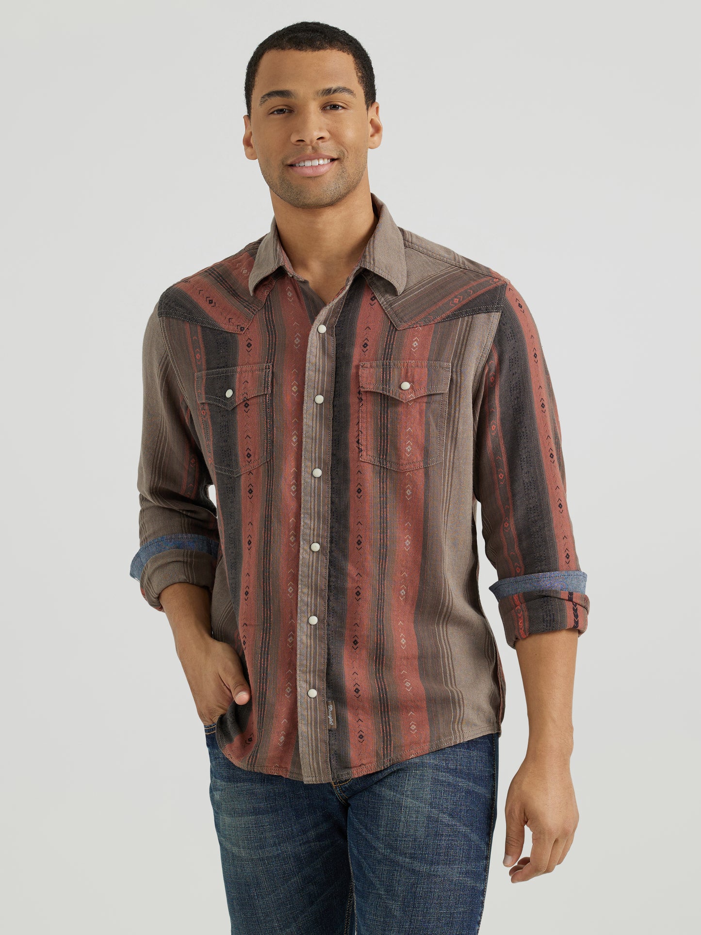 Men's Modern Fit Retro Western Shirt - Neutral